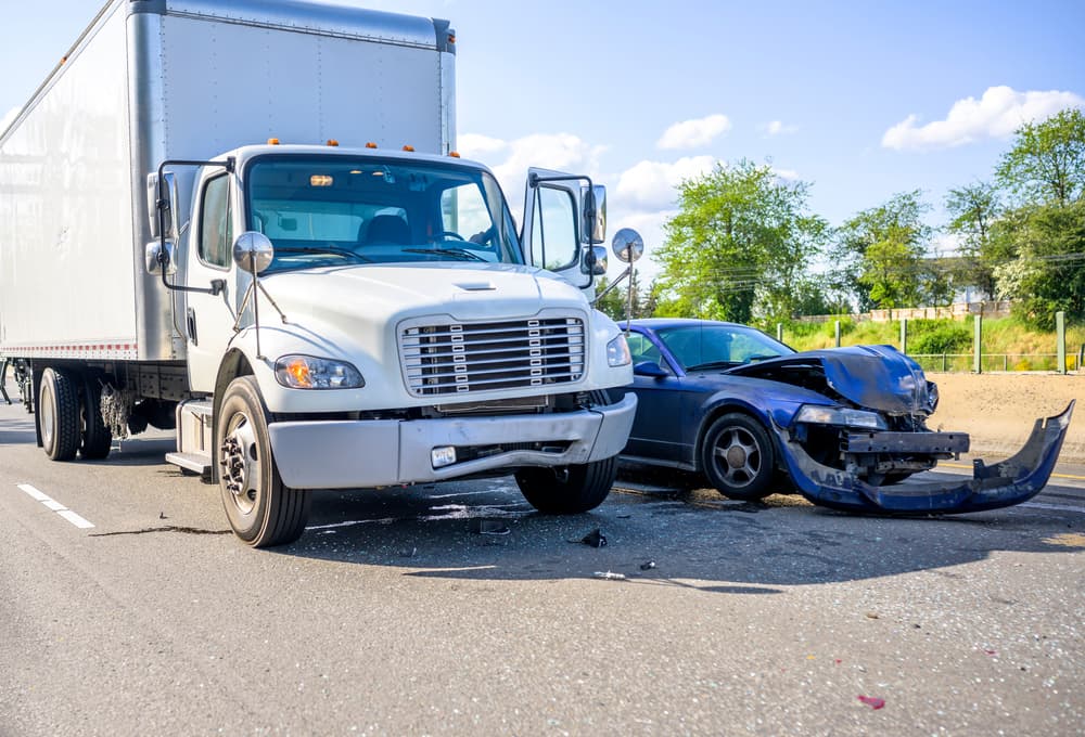 Accident involving a car and a truck