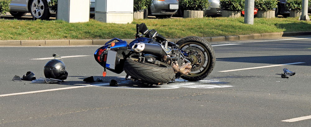 motorcycle crash on the road