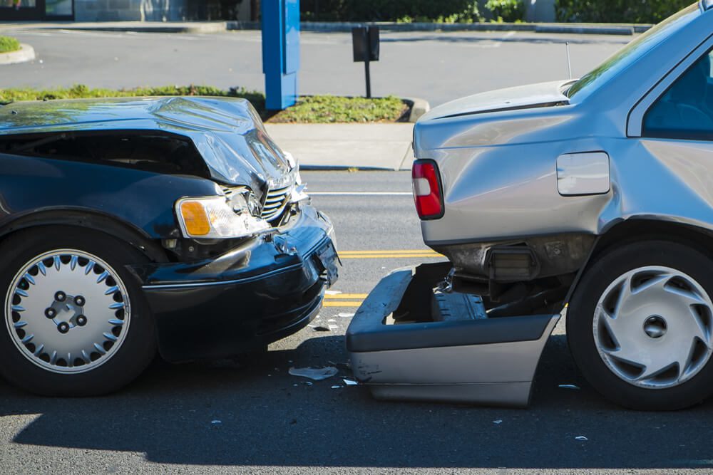 Two cars involved in a car accident