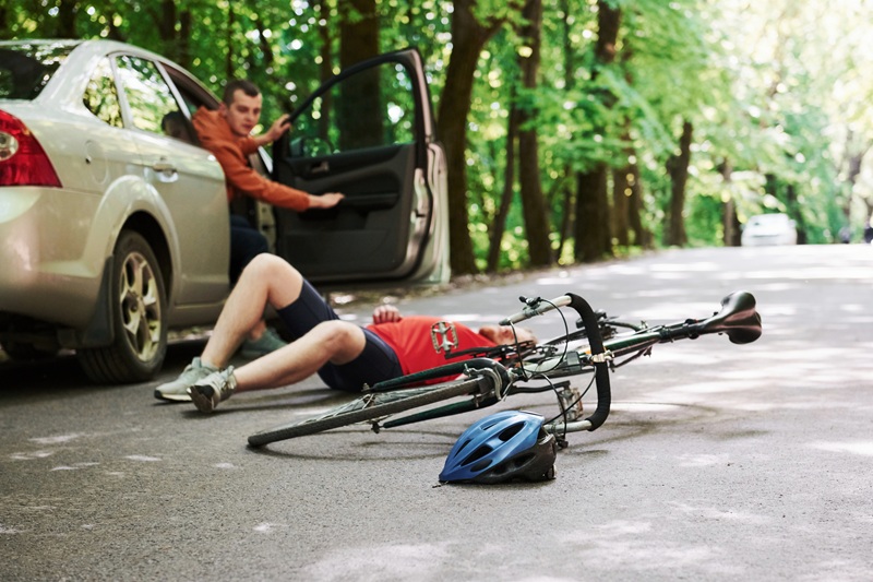 A bicyclist injured on the ground after a Murrells Inlet bicycle accident